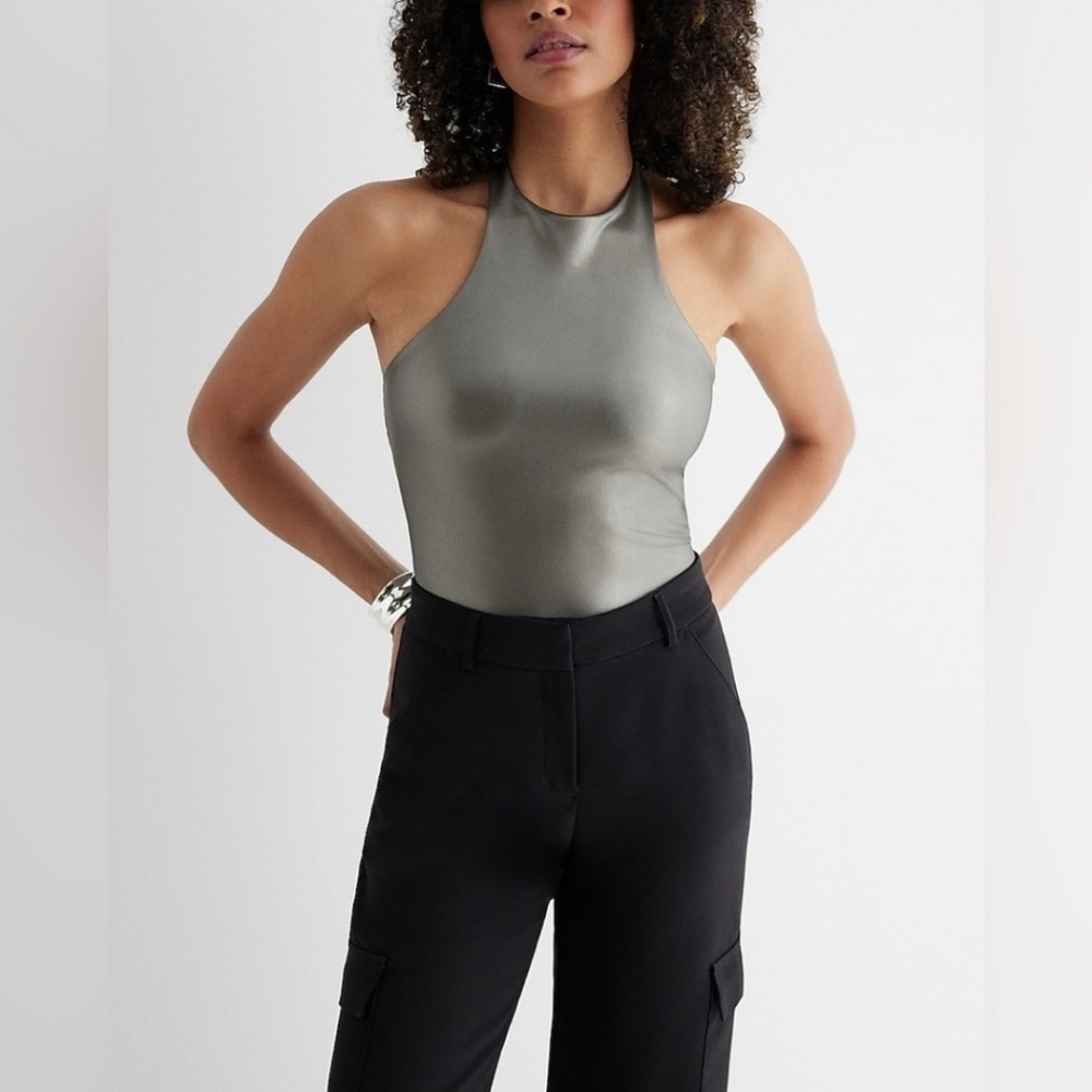 NWT Express Faux Leather Body Contour Bodysuit